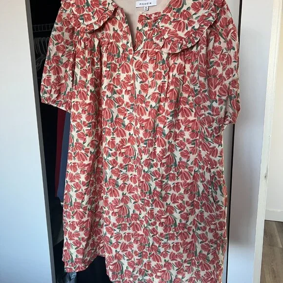 One Loved Babe Gianna Mini Dress Size M Oversized Collar - Picture 2 of 2